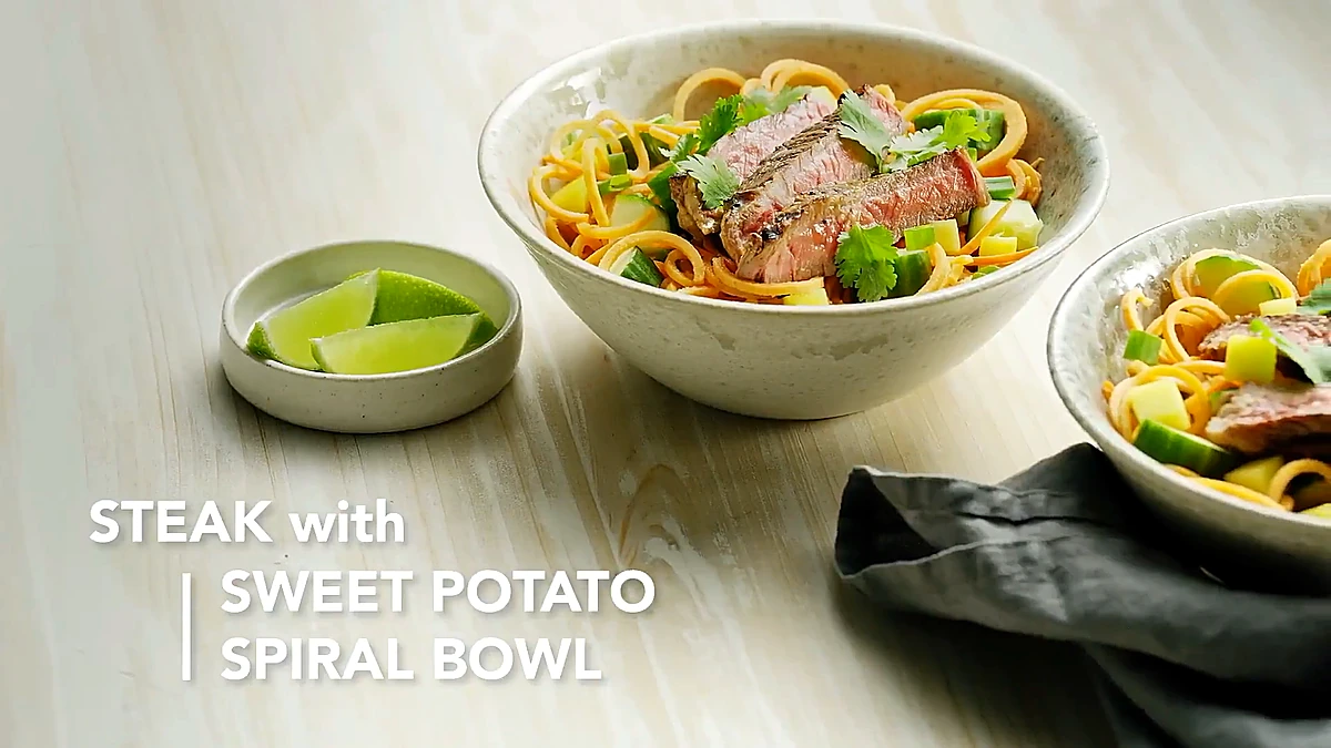 Sweet Potato Spiral Bowl with Teriyaki Steak ingredients
