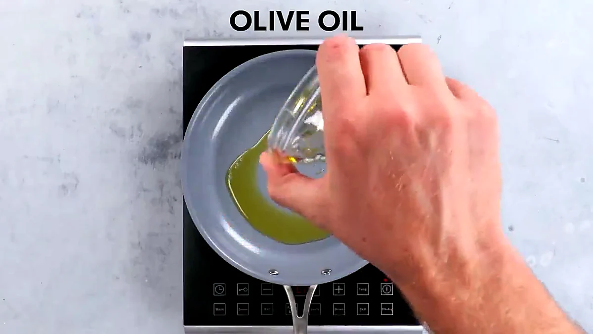 Olive oil added to a skillet