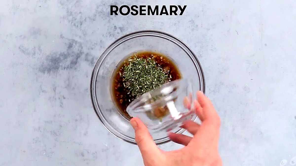 Rosemary added to the tempeh braising sauce