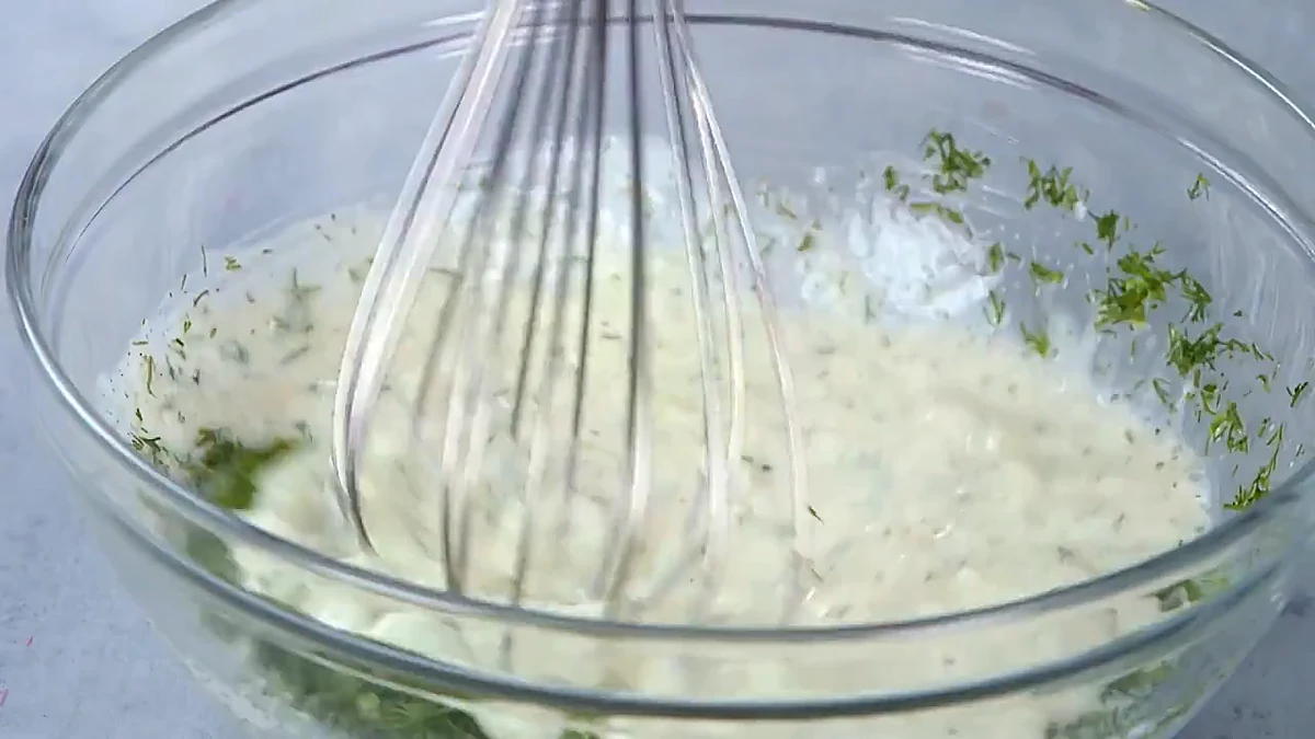 Silken tofu tzatziki whisked with cucumber and herbs