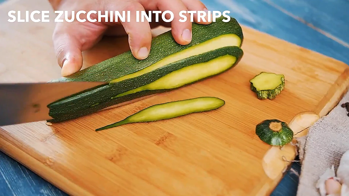Zucchini sliced lengthwise into planks