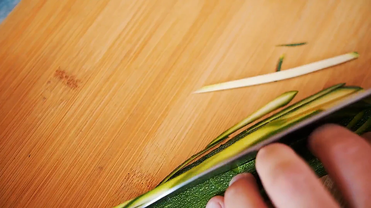 Zucchini cut into thin noodle strips